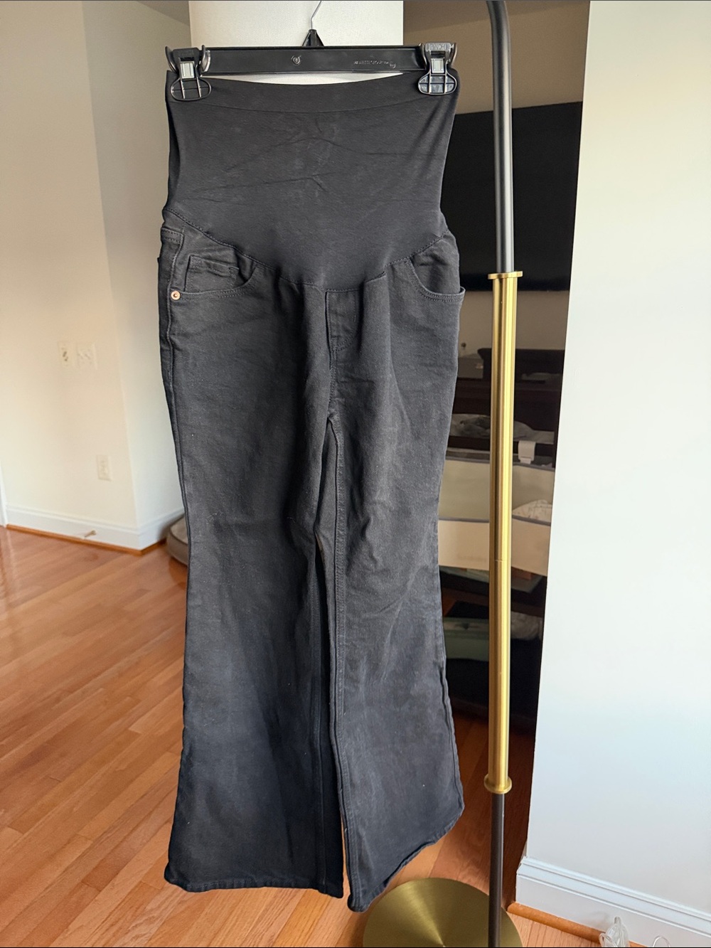 Old Navy Black Flare Maternity Jeans with Over-Belly Panel